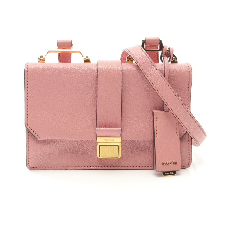 Miu Miu MADRAS Madras 斜背包 2way 單肩包 5BH609 皮革 粉紅色 二手 女款-0