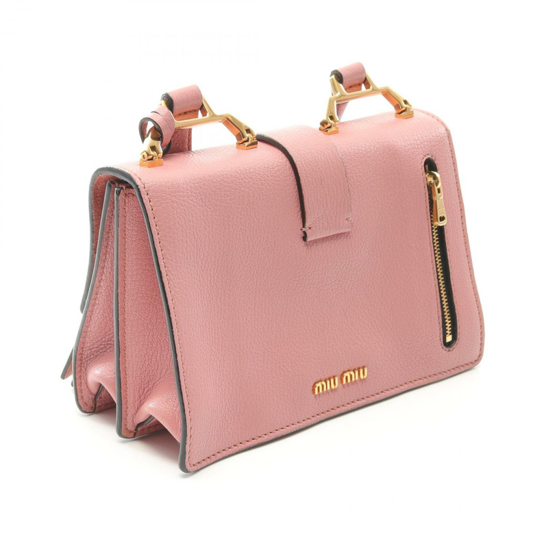 Miu Miu MADRAS Madras 斜背包 2way 單肩包 5BH609 皮革 粉紅色 二手 女款-1