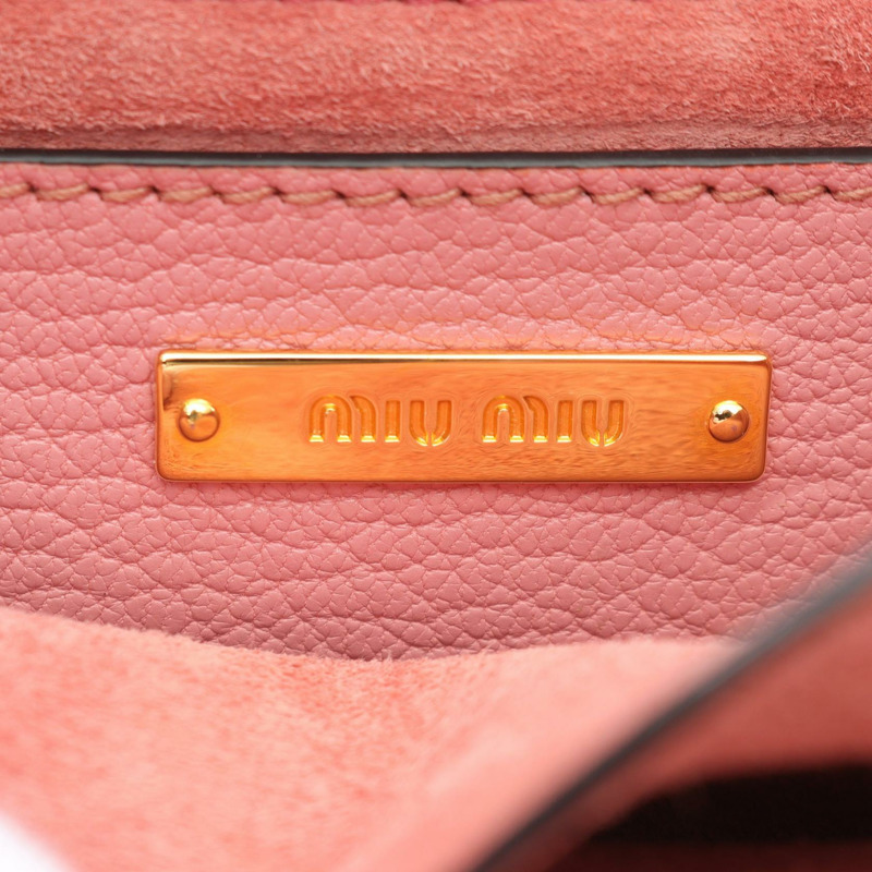 Miu Miu MADRAS Madras 斜背包 2way 單肩包 5BH609 皮革 粉紅色 二手 女款-3