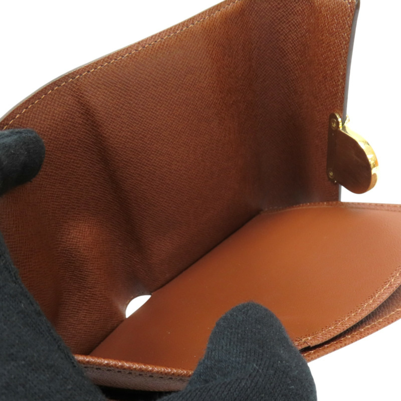 棕色 原花帆布 三折短夾 M58013 金扣【LOUIS VUITTON 路易威登】 M58013-6