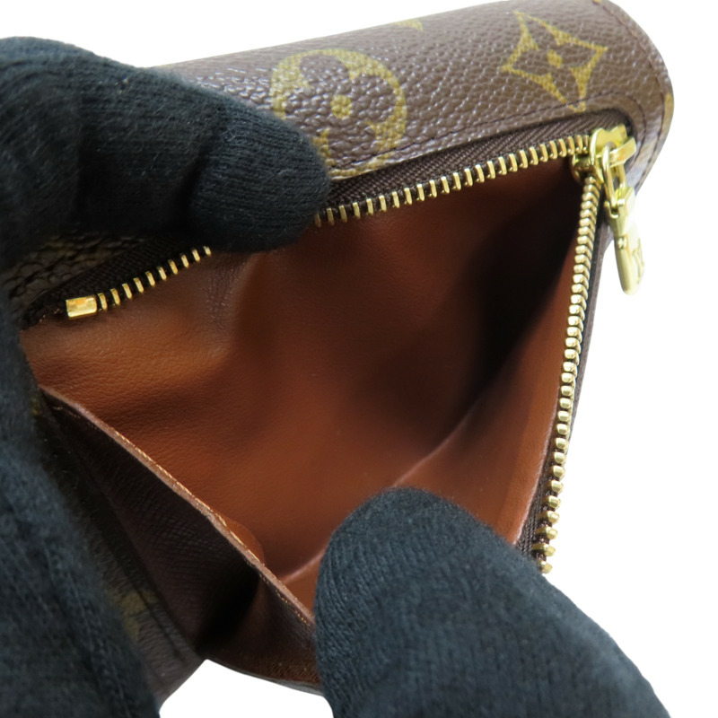 棕色 原花帆布 三折短夾 M58013 金扣【LOUIS VUITTON 路易威登】 M58013-7