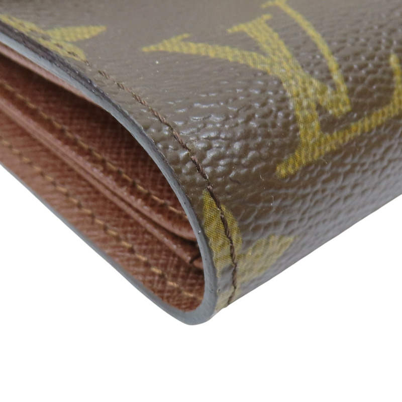 棕色 原花帆布 三折短夾 M58013 金扣【LOUIS VUITTON 路易威登】 M58013-11