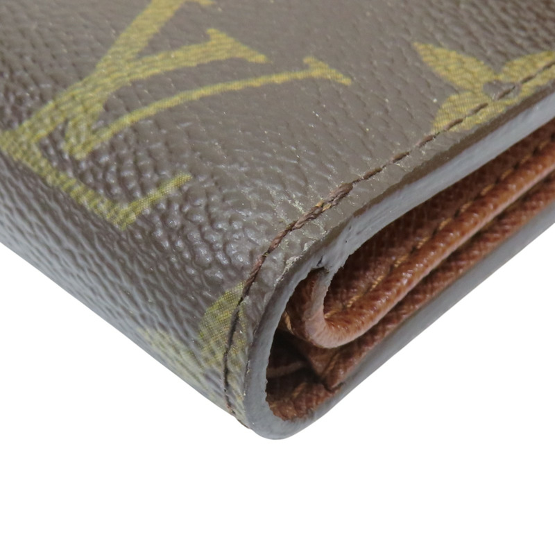 棕色 原花帆布 三折短夾 M58013 金扣【LOUIS VUITTON 路易威登】 M58013-12