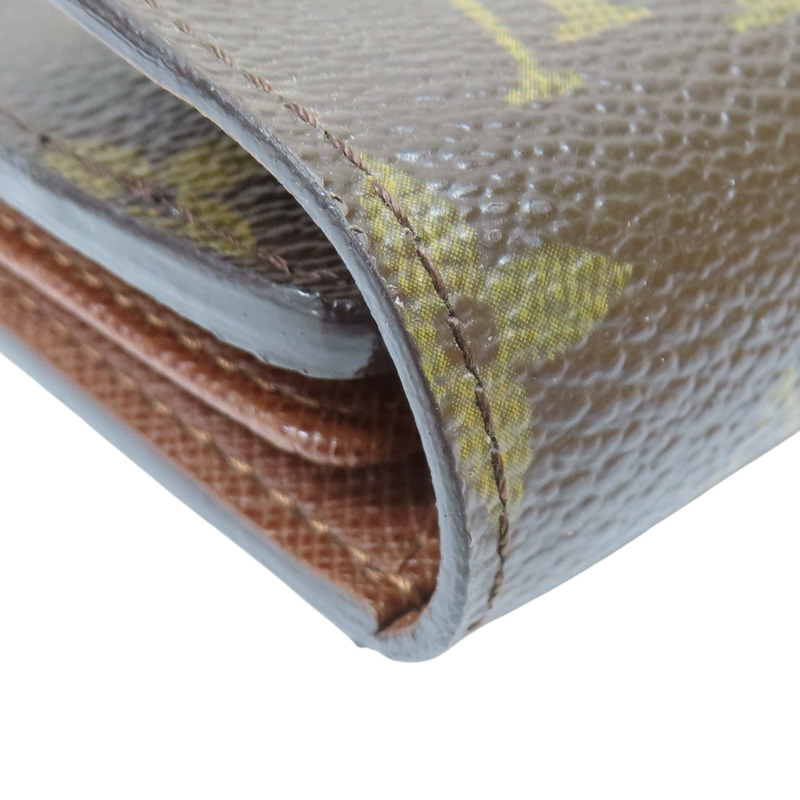 棕色 原花帆布 三折短夾 M58013 金扣【LOUIS VUITTON 路易威登】 M58013-13