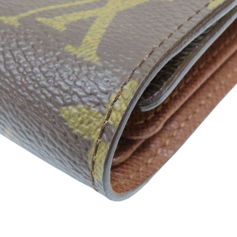 棕色 原花帆布 三折短夾 M58013 金扣【LOUIS VUITTON 路易威登】 M58013-14