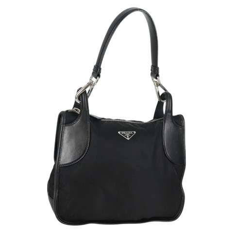 PRADA 肩背包 皮革 黑色 銀色 正品 yk19364V