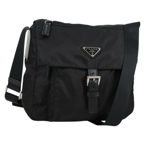 PRADA 單肩包 尼龍 黑色 銀色 正品 yk19365V