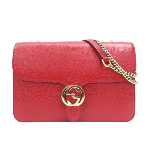 紅色牛皮 Interlocking GG 肩背包 Outlet 510303【GUCCI 古馳】 510303 520981/Red
