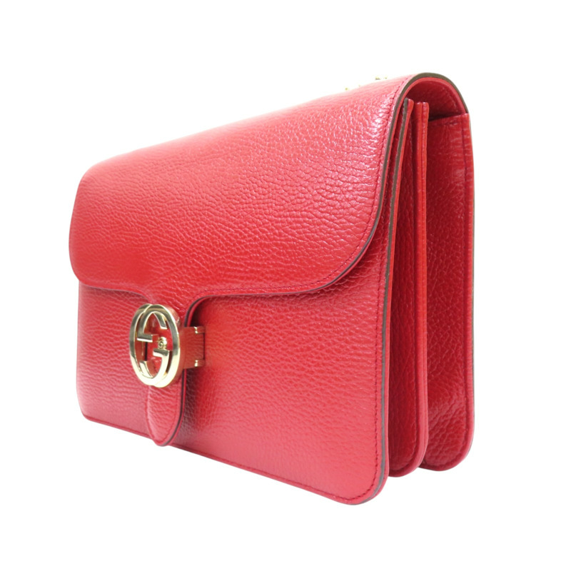 紅色牛皮 Interlocking GG 肩背包 Outlet 510303【GUCCI 古馳】 510303 520981/Red-2