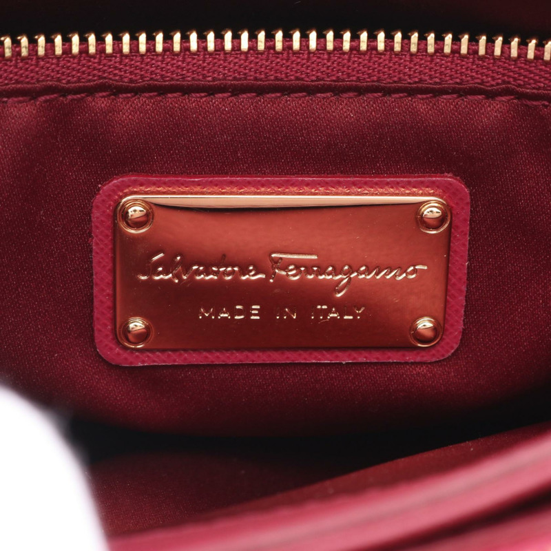 Salvatore Ferragamo Vara 緞帶 2way 肩背包 手袋 21 E298 皮革 粉紅色 二手-3
