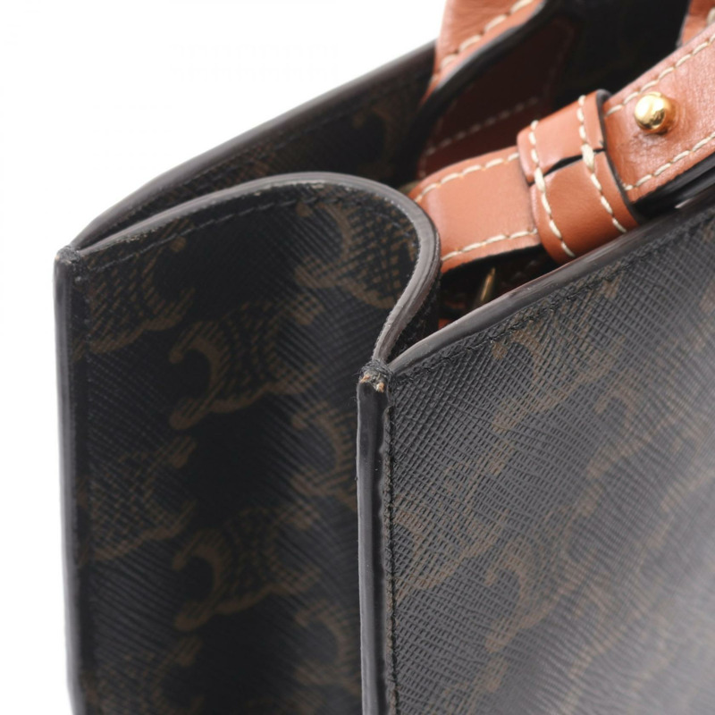 CELINE 小號 Vertical Cabas Triomphe 兩用手提包 191542 帆布 黑色 二手-6