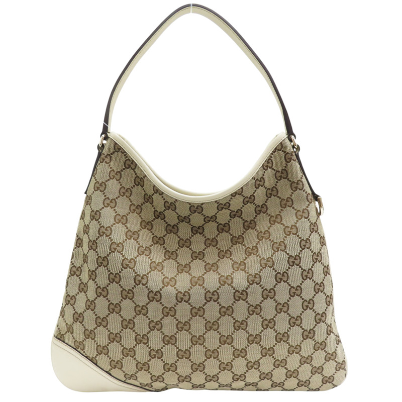 白色牛皮 緹花帆布 肩背包【GUCCI 古馳】 169947-1