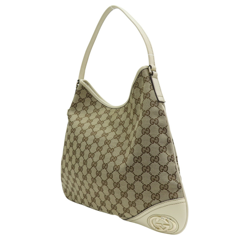 白色牛皮 緹花帆布 肩背包【GUCCI 古馳】 169947-2