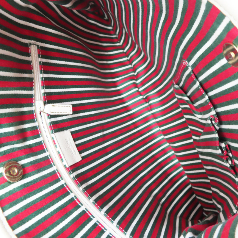 白色牛皮 緹花帆布 肩背包【GUCCI 古馳】 169947-4