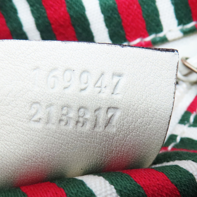 白色牛皮 緹花帆布 肩背包【GUCCI 古馳】 169947-7