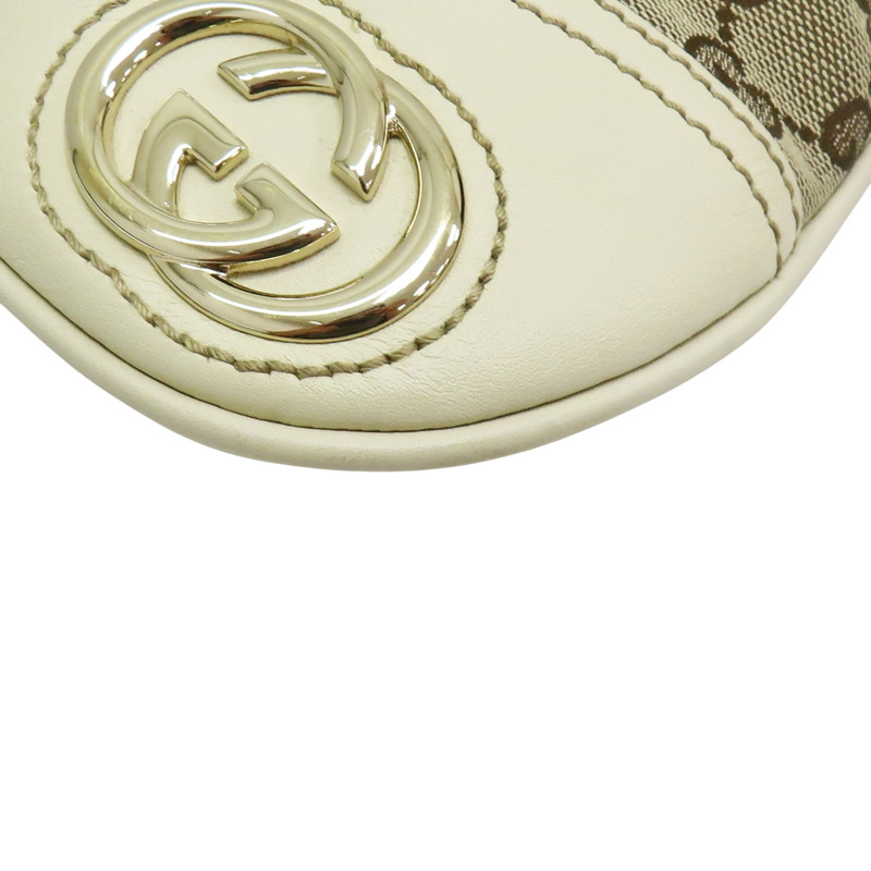 白色牛皮 緹花帆布 肩背包【GUCCI 古馳】 169947-10