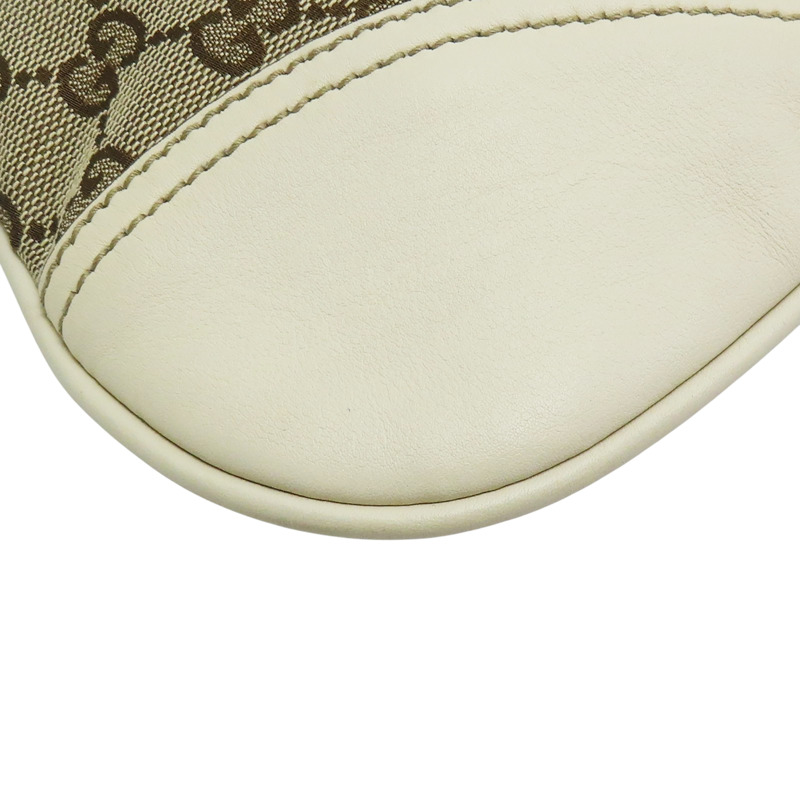白色牛皮 緹花帆布 肩背包【GUCCI 古馳】 169947-11