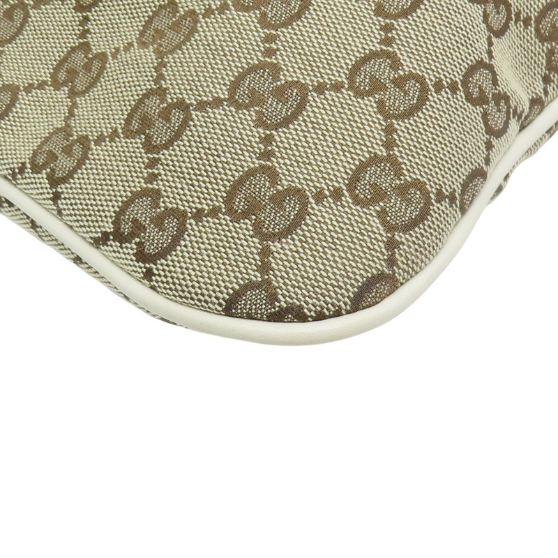 白色牛皮 緹花帆布 肩背包【GUCCI 古馳】 169947-12