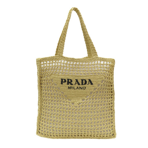米色 拉菲草編織 Crochet 托特包 肩背包 1BG393【PRADA 普拉達】 1BG393