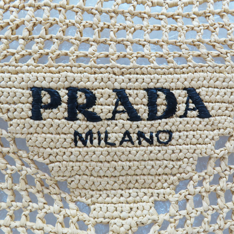米色 拉菲草編織 Crochet 托特包 肩背包 1BG393【PRADA 普拉達】 1BG393-5