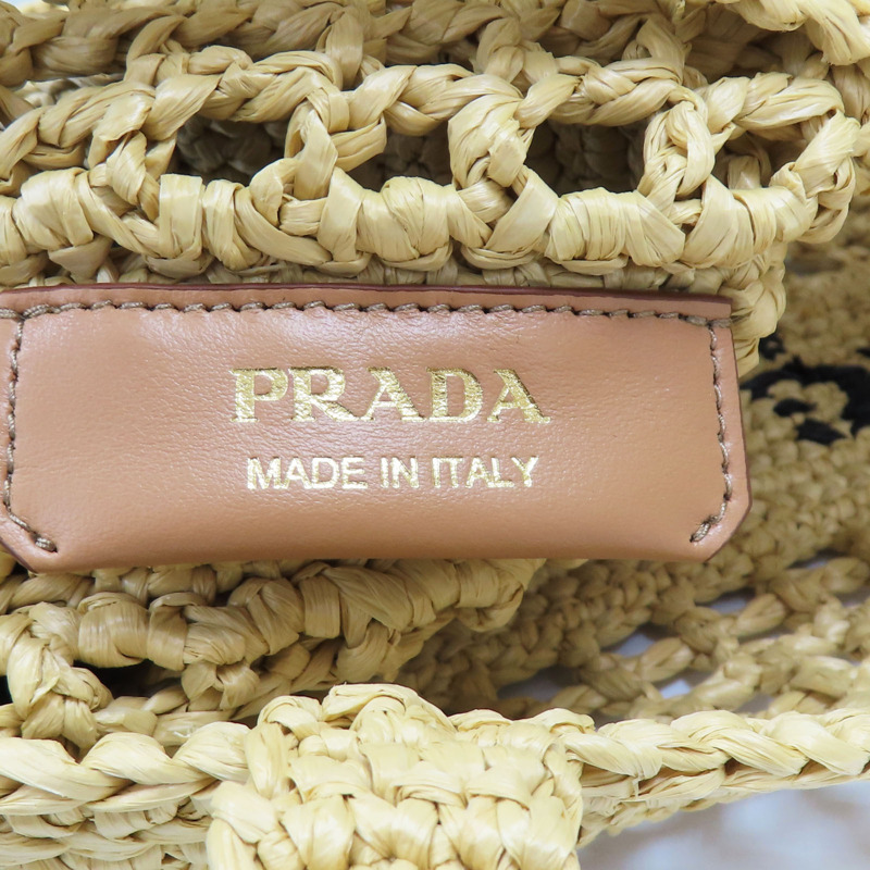 米色 拉菲草編織 Crochet 托特包 肩背包 1BG393【PRADA 普拉達】 1BG393-6