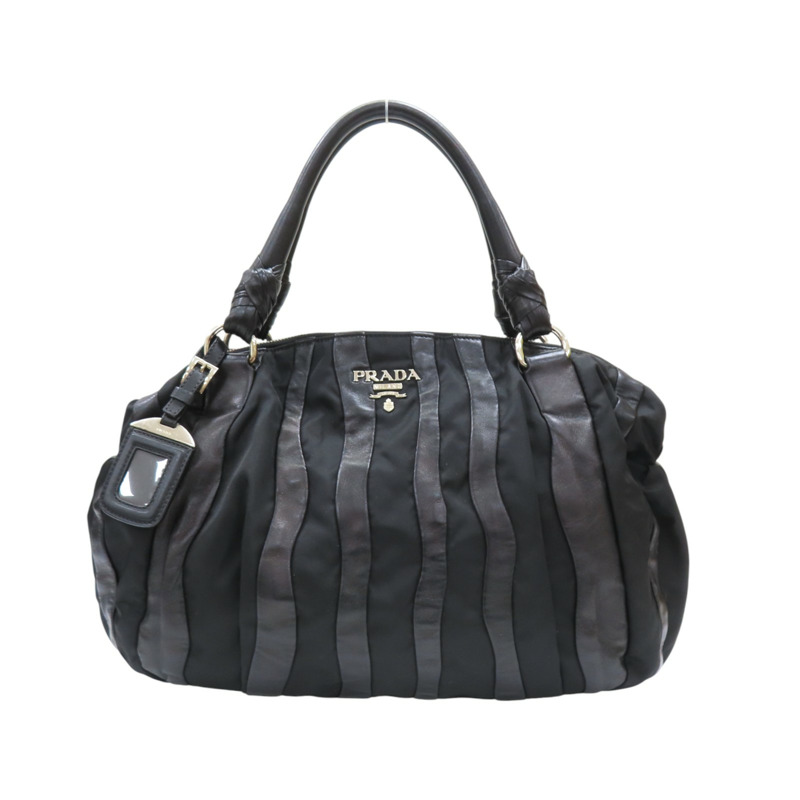 黑色羊皮 尼龍 手提包 銀扣 BR3994【PRADA 普拉達】 BR3994-0