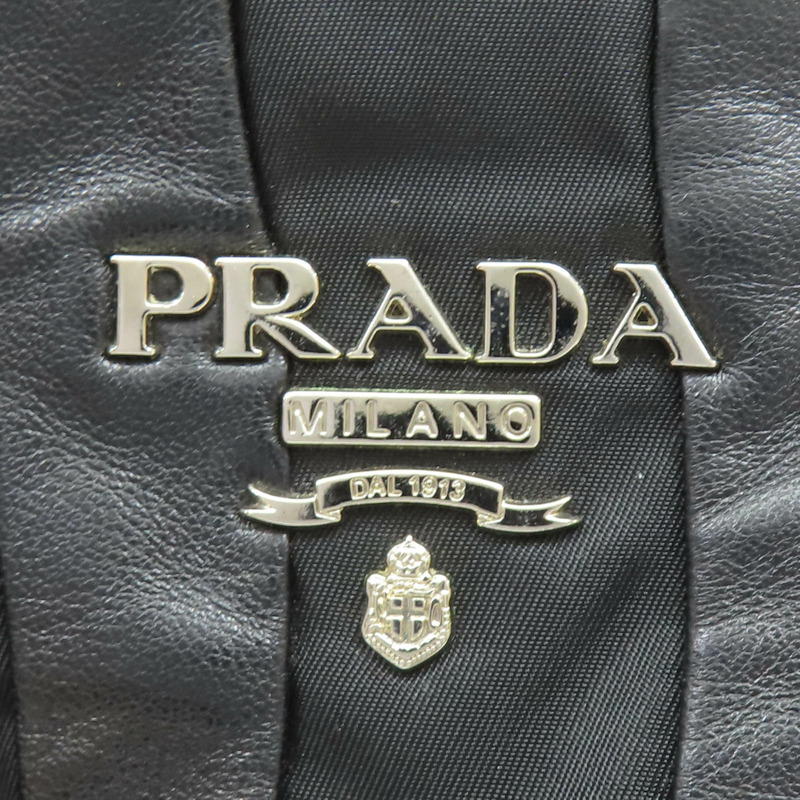 黑色羊皮 尼龍 手提包 銀扣 BR3994【PRADA 普拉達】 BR3994-8