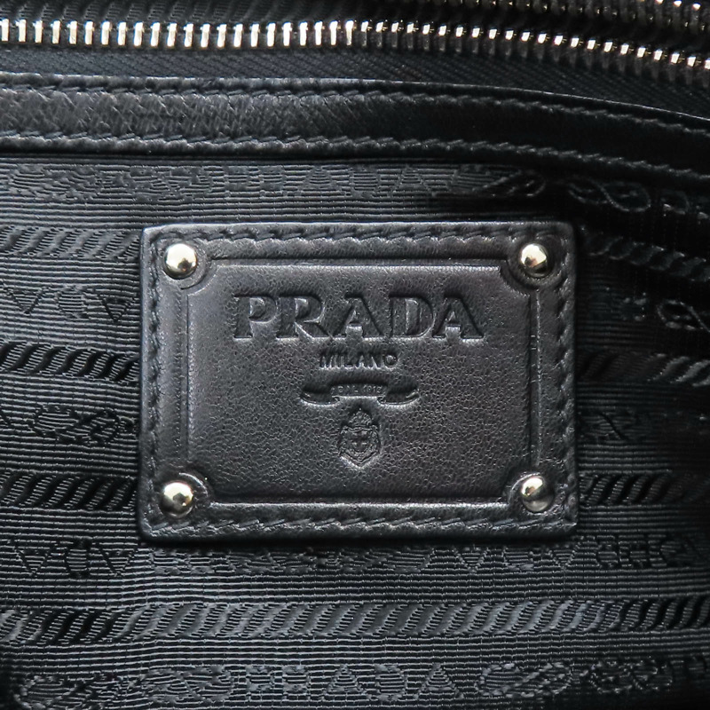黑色羊皮 尼龍 手提包 銀扣 BR3994【PRADA 普拉達】 BR3994-9