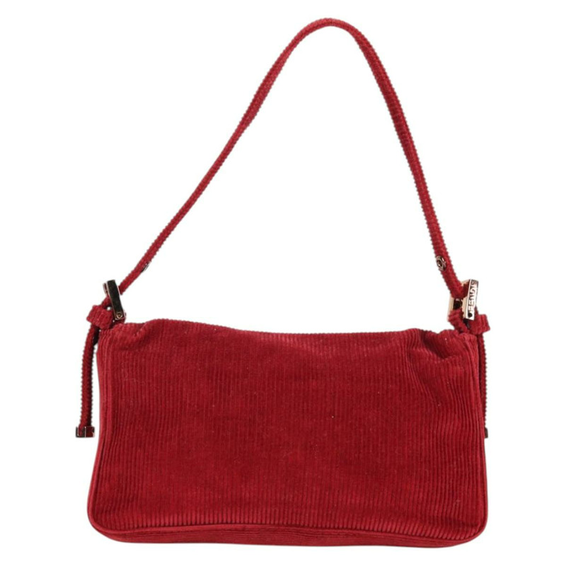 【日本直送】FENDI 迷你 Mamma Baguette 手袋 燈芯絨 紅色 正品 yk19405V-1