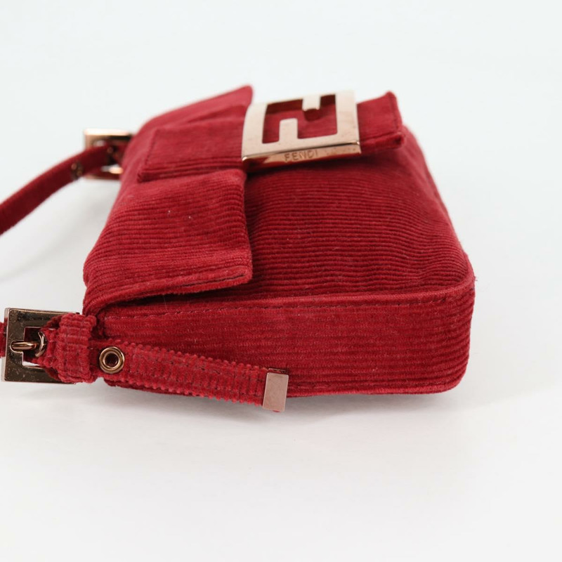 【日本直送】FENDI 迷你 Mamma Baguette 手袋 燈芯絨 紅色 正品 yk19405V-2