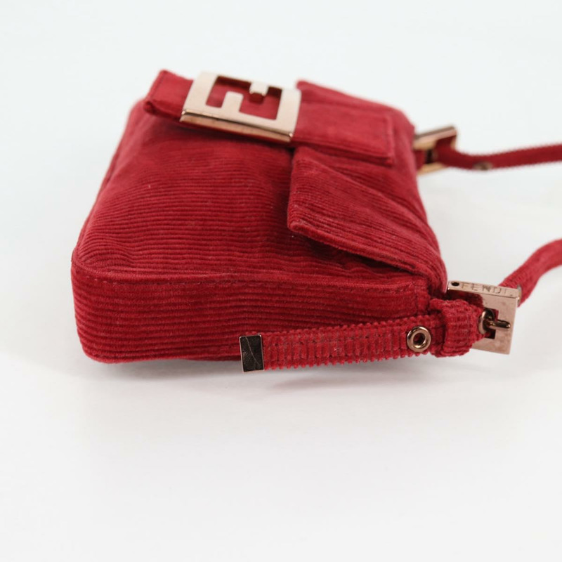 【日本直送】FENDI 迷你 Mamma Baguette 手袋 燈芯絨 紅色 正品 yk19405V-3