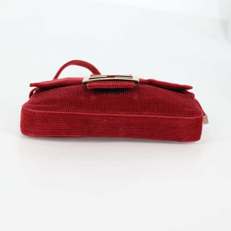 【日本直送】FENDI 迷你 Mamma Baguette 手袋 燈芯絨 紅色 正品 yk19405V-4