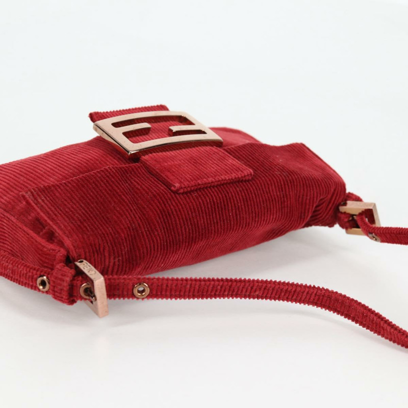 【日本直送】FENDI 迷你 Mamma Baguette 手袋 燈芯絨 紅色 正品 yk19405V-5