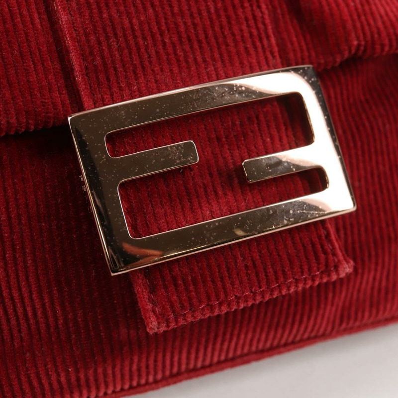 【日本直送】FENDI 迷你 Mamma Baguette 手袋 燈芯絨 紅色 正品 yk19405V-7