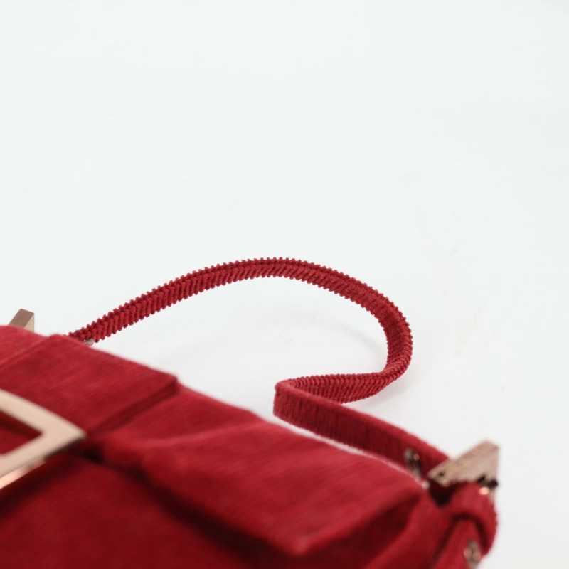 【日本直送】FENDI 迷你 Mamma Baguette 手袋 燈芯絨 紅色 正品 yk19405V-13