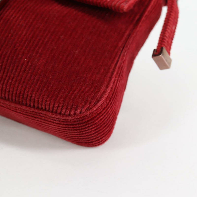 【日本直送】FENDI 迷你 Mamma Baguette 手袋 燈芯絨 紅色 正品 yk19405V-15