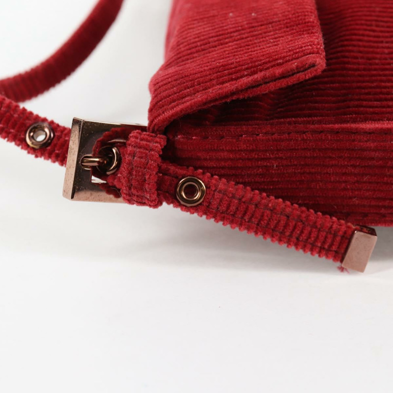 【日本直送】FENDI 迷你 Mamma Baguette 手袋 燈芯絨 紅色 正品 yk19405V-18