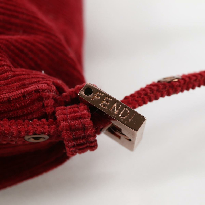 【日本直送】FENDI 迷你 Mamma Baguette 手袋 燈芯絨 紅色 正品 yk19405V-19