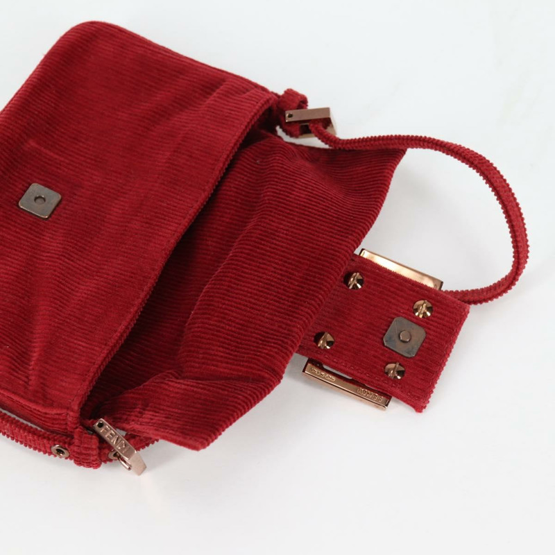 【日本直送】FENDI 迷你 Mamma Baguette 手袋 燈芯絨 紅色 正品 yk19405V-20