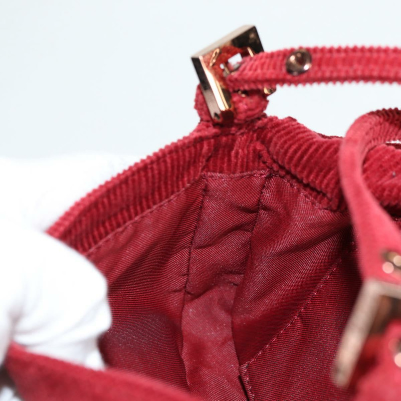 【日本直送】FENDI 迷你 Mamma Baguette 手袋 燈芯絨 紅色 正品 yk19405V-23