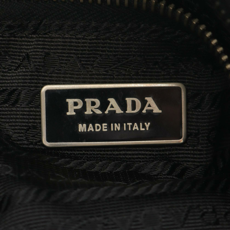 PRADA 黑色尼龍皮革單肩手提包，二手女士標誌-3