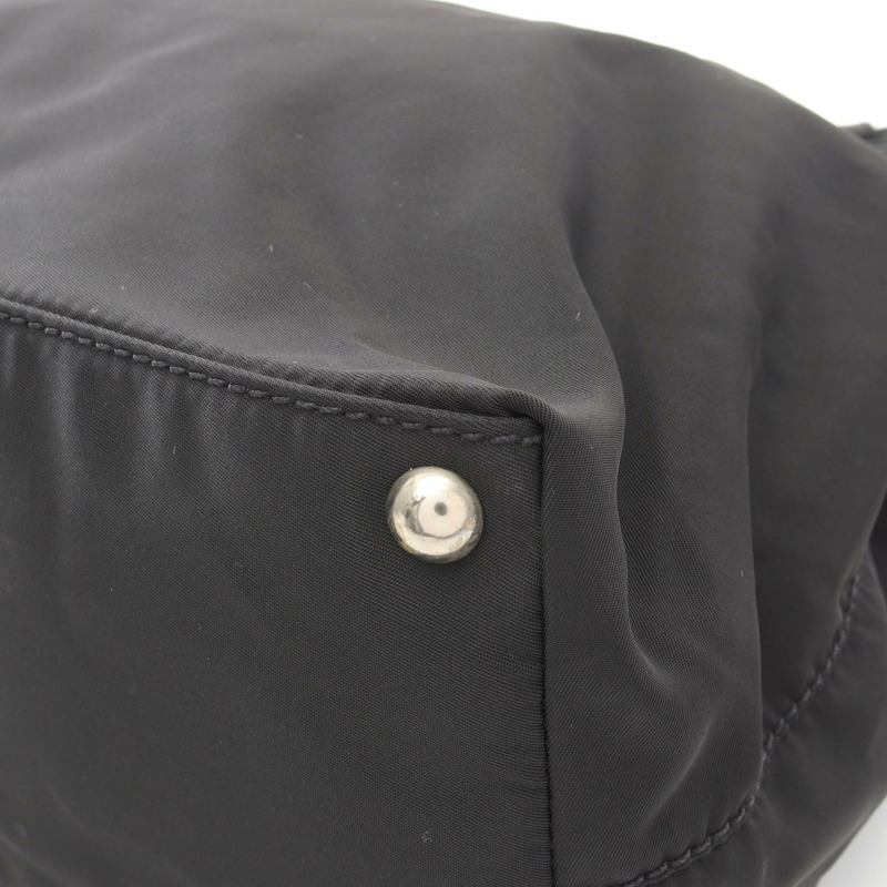 PRADA 黑色尼龍皮革單肩手提包，二手女士標誌-8