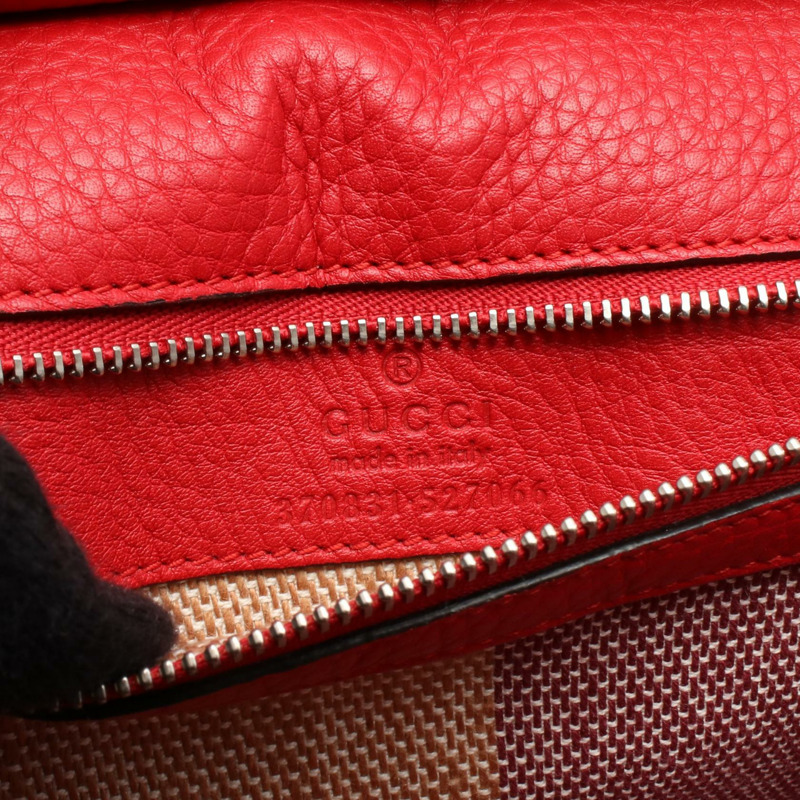 GUCCI Daily Bamboo 單肩包 手提包 370831 皮革 紅色 二手 女士-3