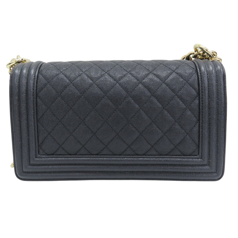 藍色 牛皮 菱格紋 荔枝紋 BOY 25 鍊帶 肩背包 金扣【CHANEL 香奈兒】 A67086-1