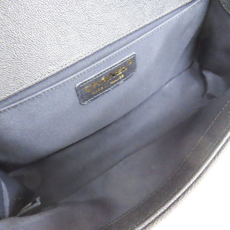藍色 牛皮 菱格紋 荔枝紋 BOY 25 鍊帶 肩背包 金扣【CHANEL 香奈兒】 A67086-4