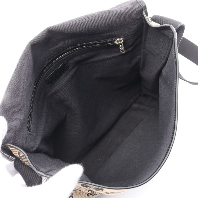 LOEWE Anagram 肩背包 帆布 皮革 米色 黑色 二手 女士-2