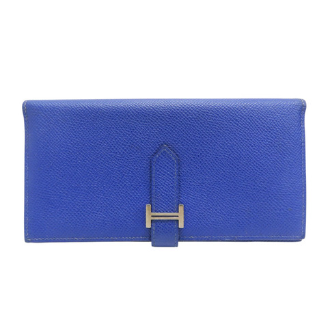 藍色 Epsom牛皮 雙折長夾 T刻【HERMES 愛馬仕】 T刻