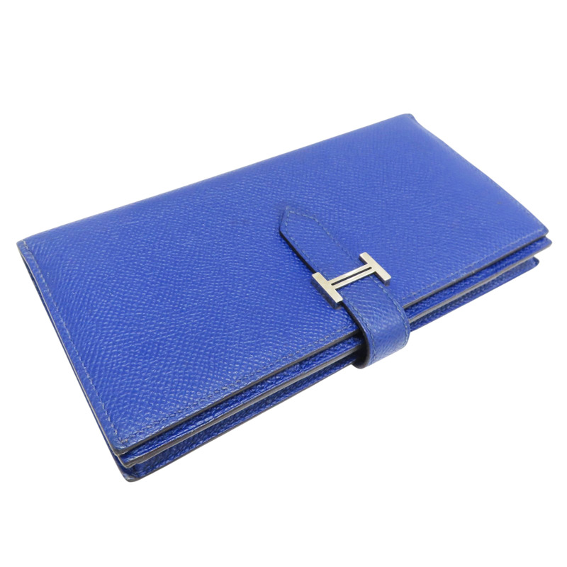 藍色 Epsom牛皮 雙折長夾 T刻【HERMES 愛馬仕】 T刻-2