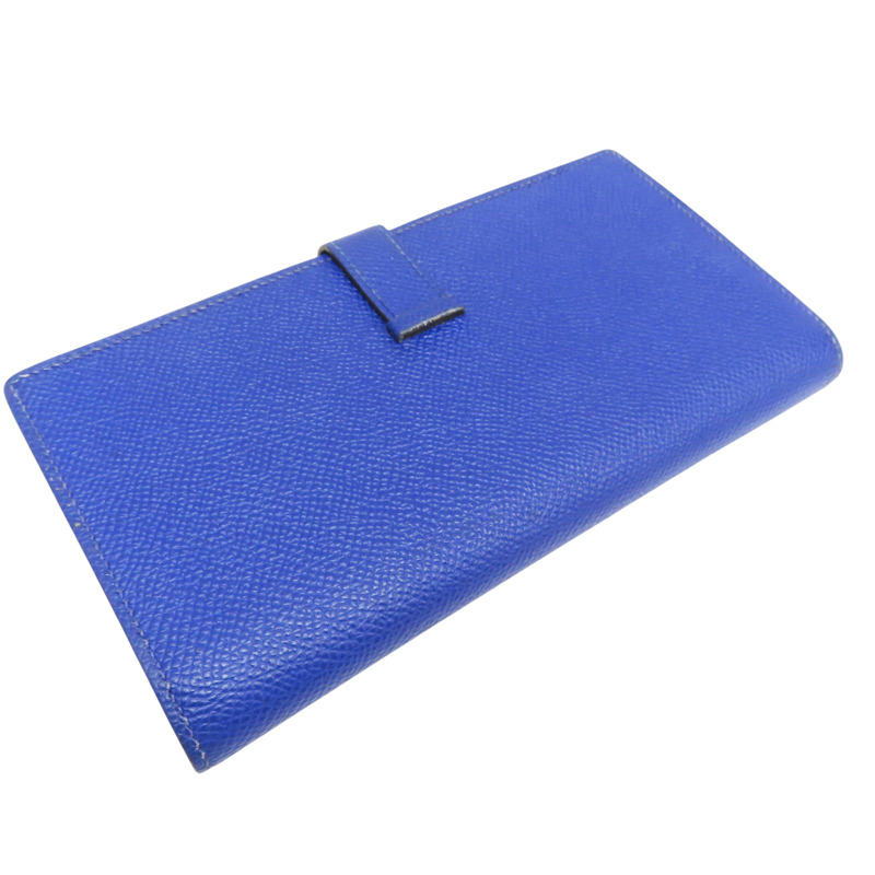 藍色 Epsom牛皮 雙折長夾 T刻【HERMES 愛馬仕】 T刻-3