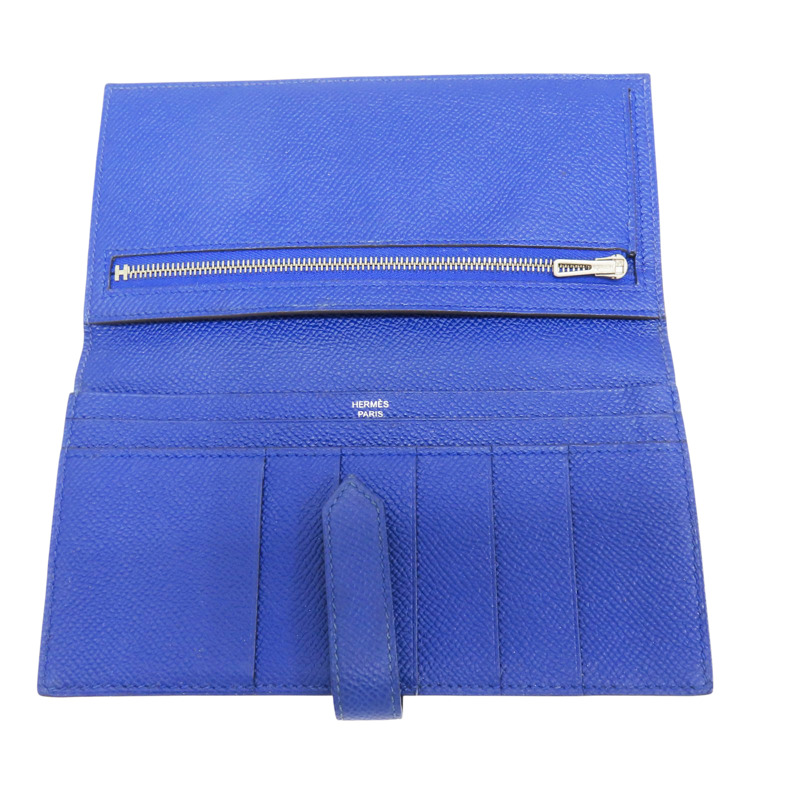 藍色 Epsom牛皮 雙折長夾 T刻【HERMES 愛馬仕】 T刻-4